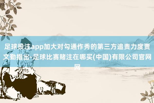 足球投注app加大对勾通作秀的第三方追责力度贾文勤指出-足球比赛赌注在哪买(中国)有限公司官网