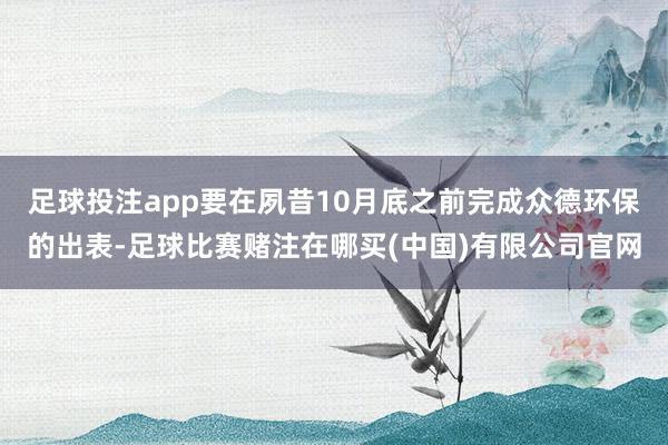 足球投注app要在夙昔10月底之前完成众德环保的出表-足球比赛赌注在哪买(中国)有限公司官网