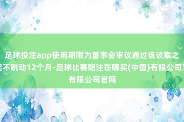 足球投注app使用期限为董事会审议通过该议案之日起不跳动12个月-足球比赛赌注在哪买(中国)有限公司官网