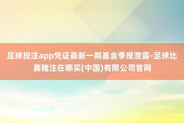 足球投注app凭证最新一期基金季报泄露-足球比赛赌注在哪买(中国)有限公司官网