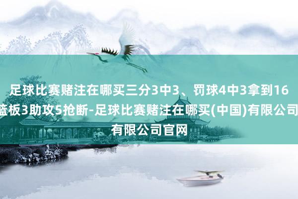 足球比赛赌注在哪买三分3中3、罚球4中3拿到16分3篮板3助攻5抢断-足球比赛赌注在哪买(中国)有限公司官网