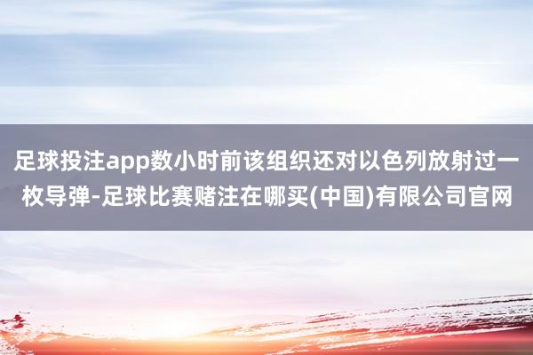 足球投注app数小时前该组织还对以色列放射过一枚导弹-足球比赛赌注在哪买(中国)有限公司官网