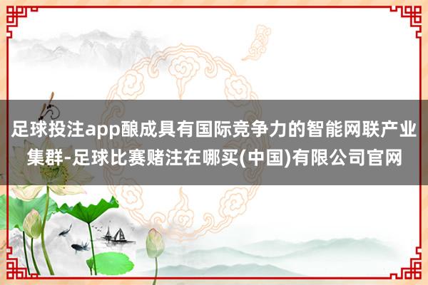 足球投注app酿成具有国际竞争力的智能网联产业集群-足球比赛赌注在哪买(中国)有限公司官网