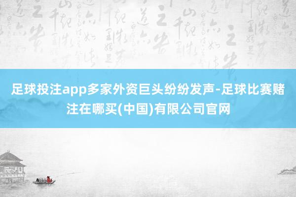 足球投注app多家外资巨头纷纷发声-足球比赛赌注在哪买(中国)有限公司官网
