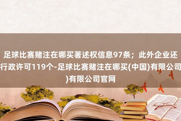 足球比赛赌注在哪买著述权信息97条；此外企业还领有行政许可119个-足球比赛赌注在哪买(中国)有限公司官网
