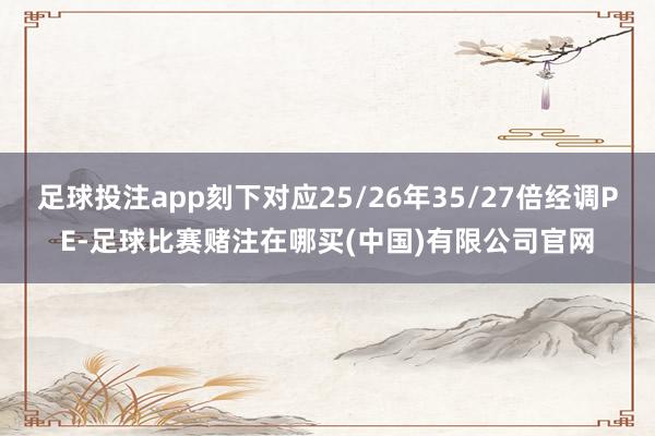 足球投注app刻下对应25/26年35/27倍经调PE-足球比赛赌注在哪买(中国)有限公司官网