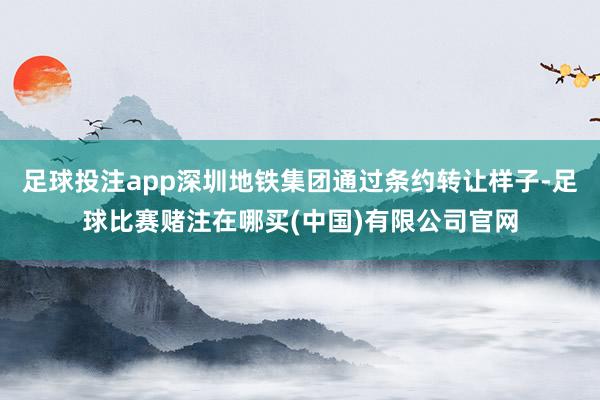 足球投注app深圳地铁集团通过条约转让样子-足球比赛赌注在哪买(中国)有限公司官网