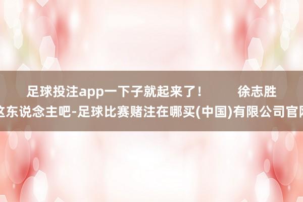 足球投注app一下子就起来了！        徐志胜这东说念主吧-足球比赛赌注在哪买(中国)有限公司官网